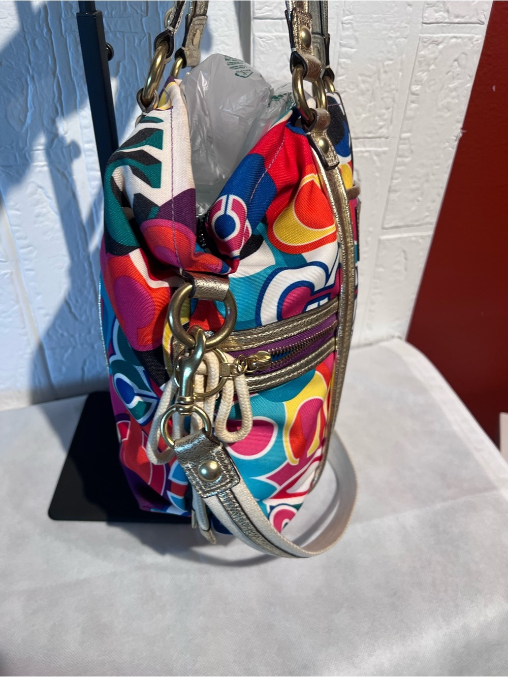 Vintage Coach Poppy Spotlight Op Art Graffiti Canvas handbag - Picture 5 of 12